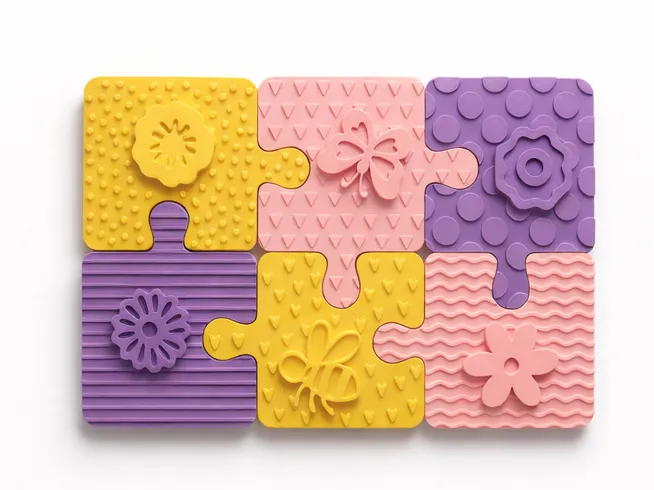 Flower Puzzle Play Dough Stamp - Sensory Toy