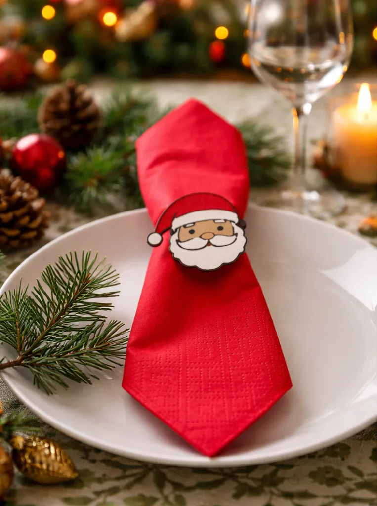 Adorno decorativo de regalo con servilletero de Papá Noel de diseño especial