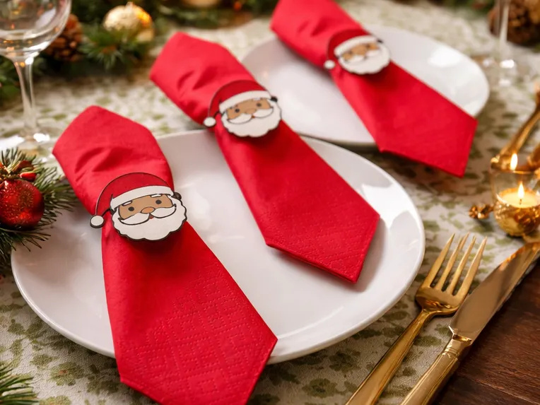 Adorno decorativo de regalo con servilletero de Papá Noel de diseño especial
