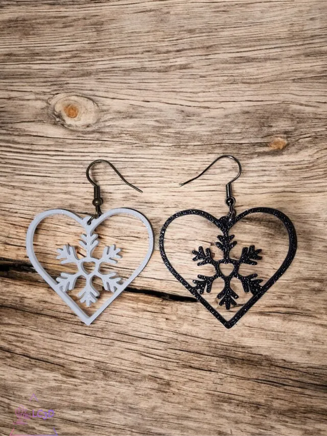 Black & White heart snow flake earrings