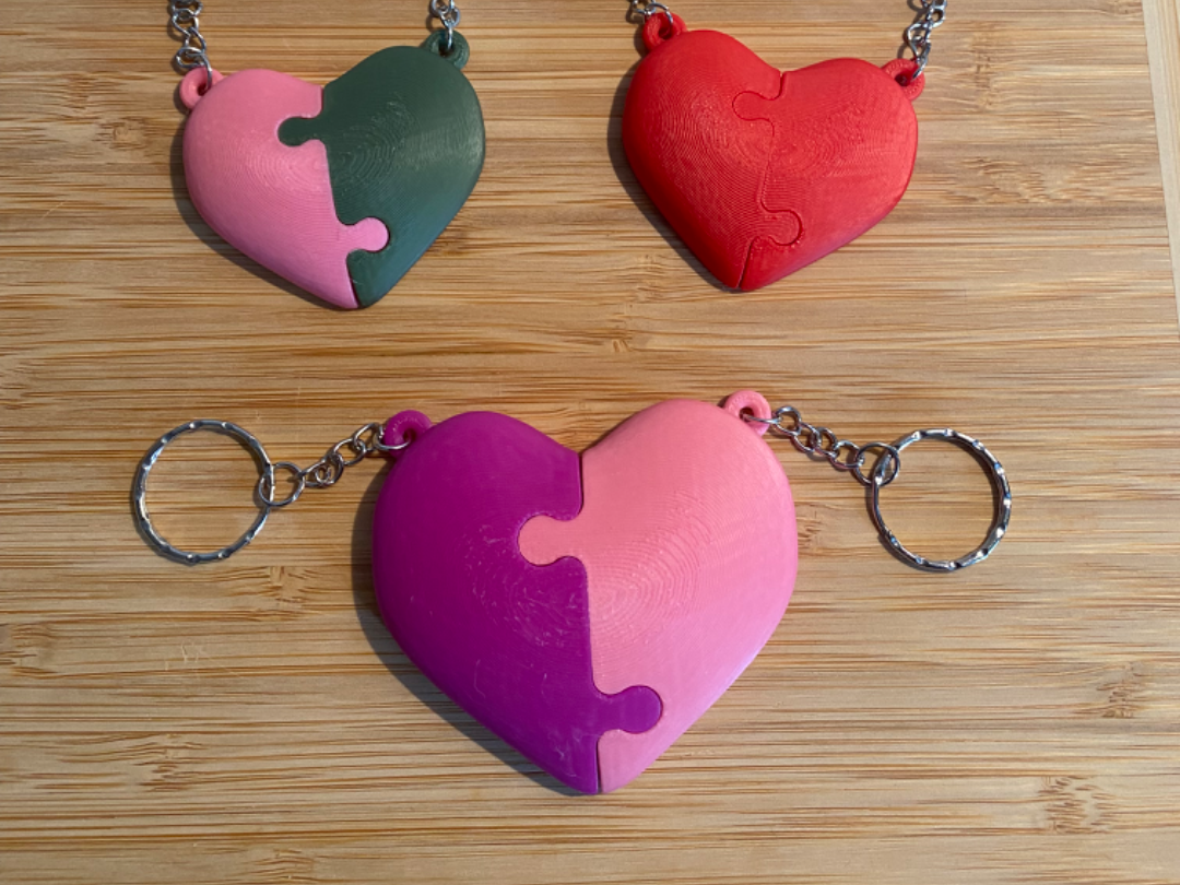 Puzzle Heart: 2-Piece Love Keychain or Charm