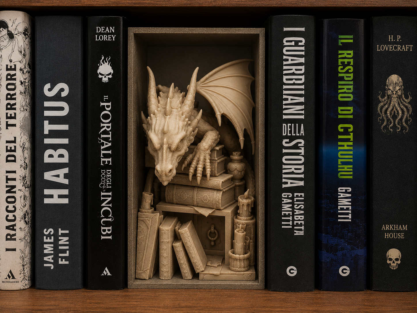 Dragon Book Nook Fantasy Library Bookshelf Insert
