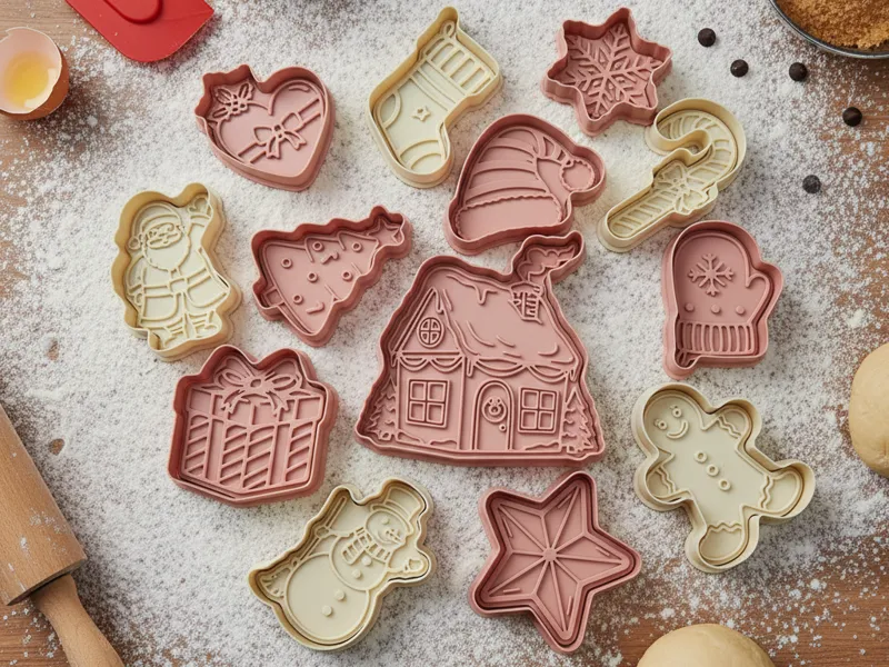 Christmas cookie cutter and stamp collection