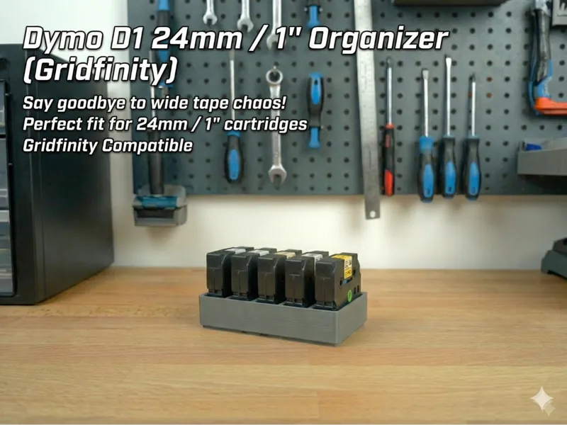 Gridfinity Dymo D1 Storage | 24mm | 5 Slots
