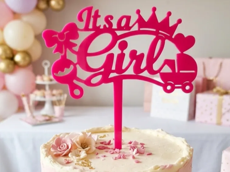 topper cake baby shower girl