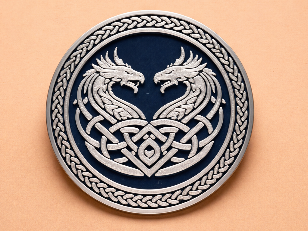Celtic Twin Dragons Coaster – Viking Knot Relief