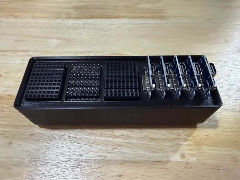 Gridfinity Tray for 5x ESP8266 (USB-C)+Header Pin