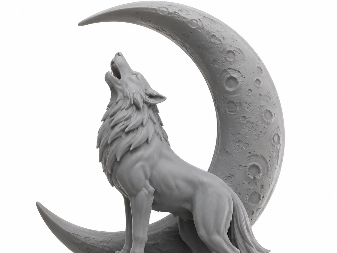 Howling wolf at the moon