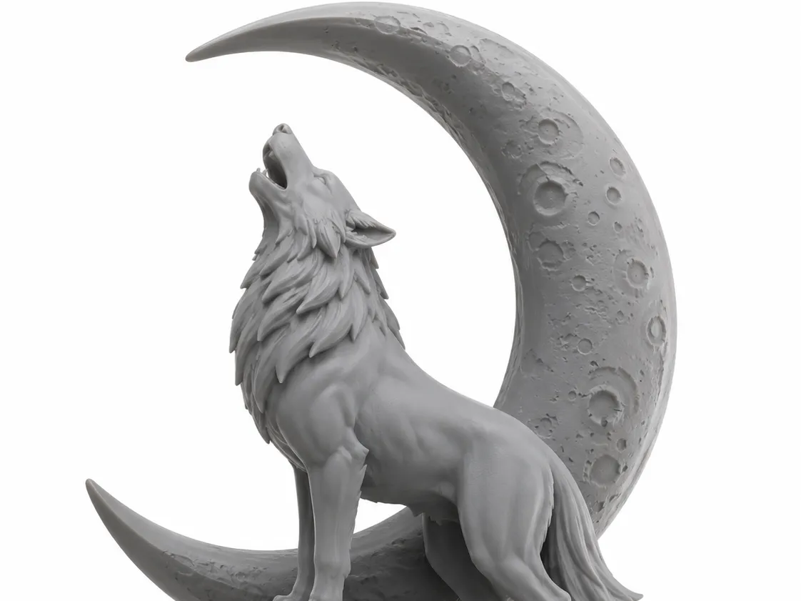 Howling wolf at the moon - Free 3D Print Model - MakerWorld