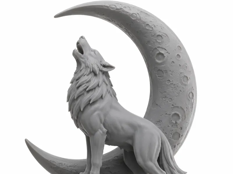 Howling wolf at the moon