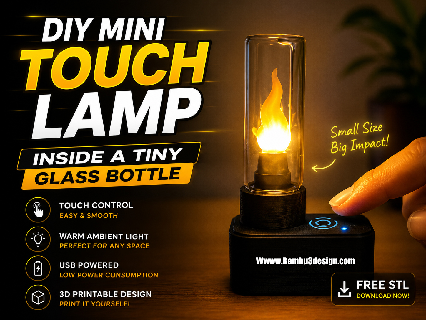 DIY Mini Touch Lamp inside a tiny glass bottle 