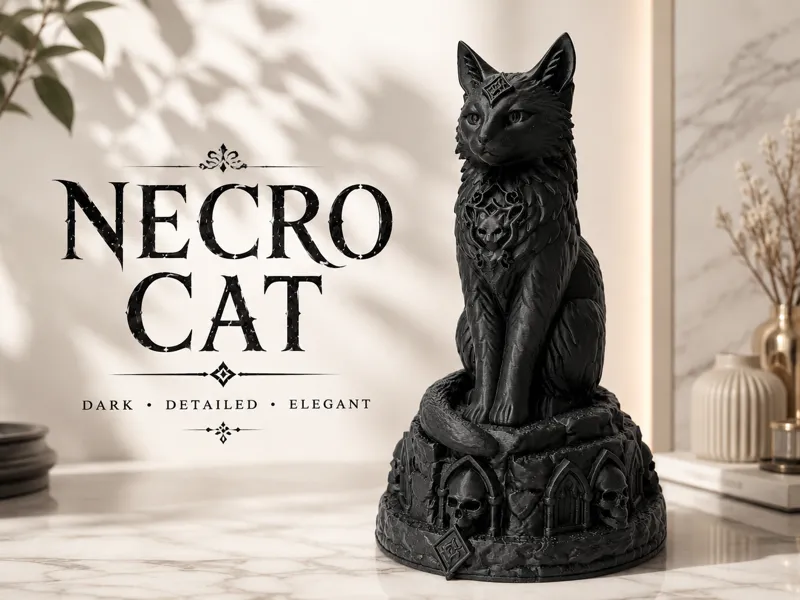 Necro Cat – Skull Relic Sculpture