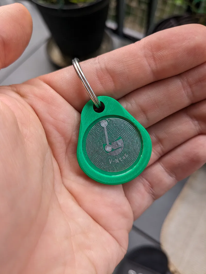Keychain with nfc tag sticker
