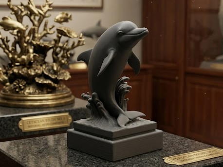 Miniatura Delfino su base effetto Acqua.