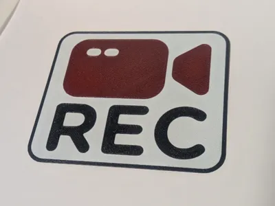 REC Dashcam for rear recording warning t=0.6mm 100mmx85mm