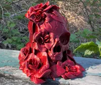 Sculpture crâne et roses — photo 2