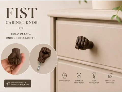 Letrero o emblema decorativo: Fist Cabinet Knob – Bold Furniture Handle — referencia de MakerWorld