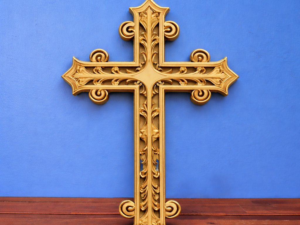 Golden Cross - Ornate Christian Cross Decor