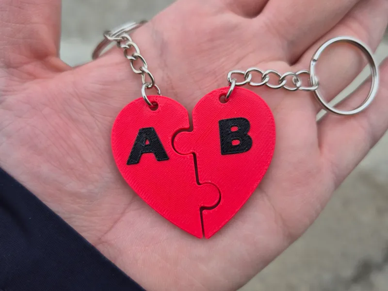 Puzzle Heart Keychain (Custom letters!)