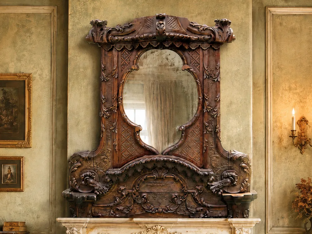 Figura decorativa: Miniature Antique Carved Overmantle. Referencia del modelo original.