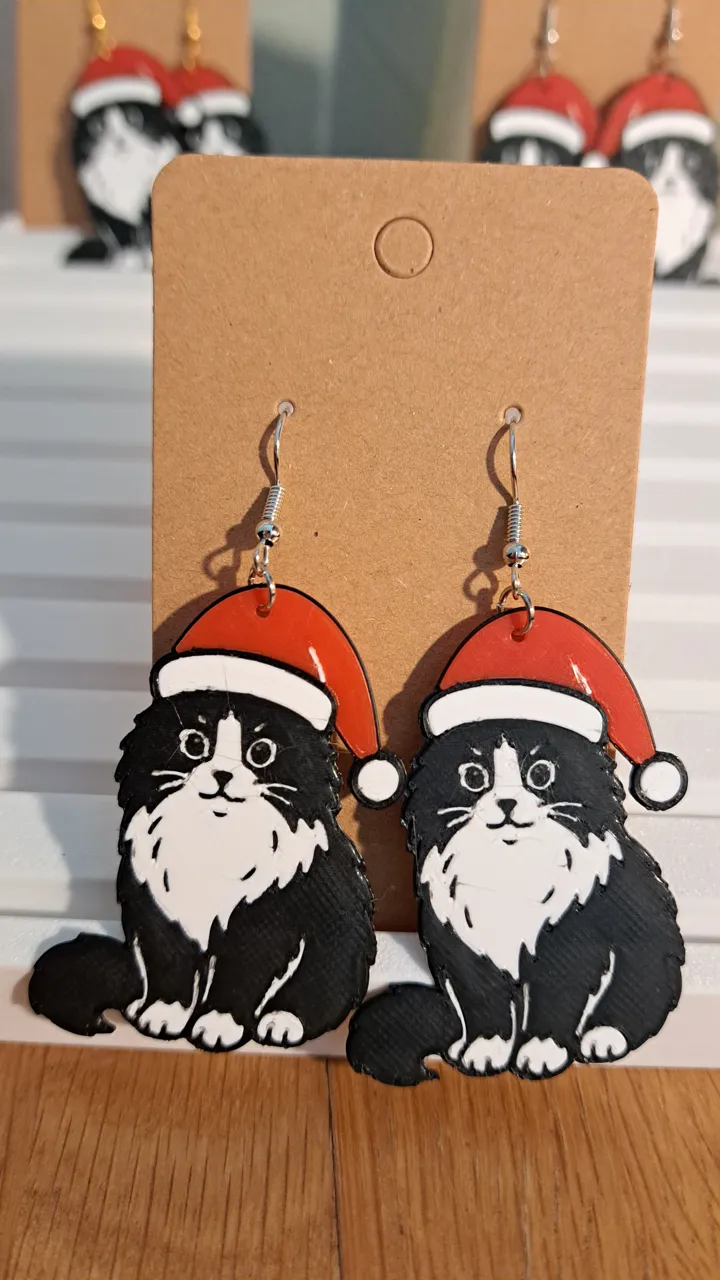 Santa Cat Earrings view 4