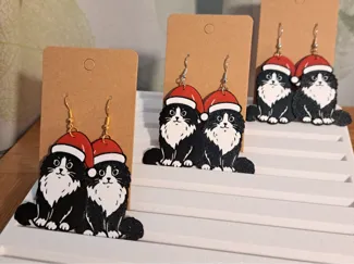 Santa Cat Earrings