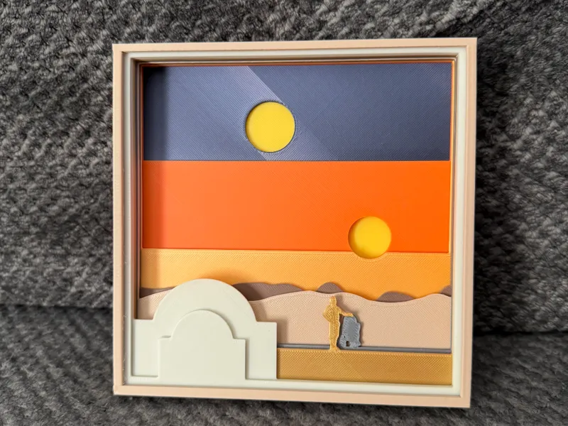 Star Wars Tatooine "Binary Sunset" Layered Art