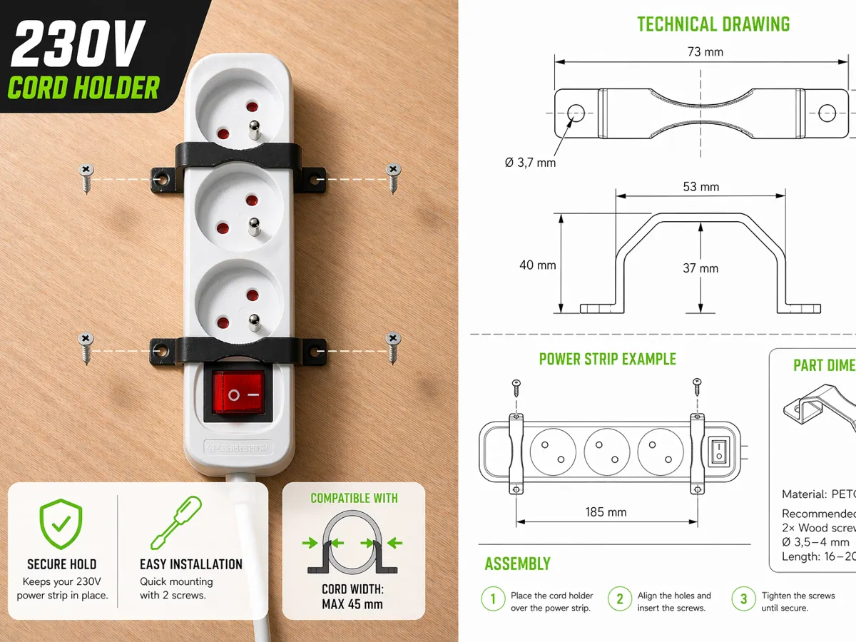 Support pour multiprise 230V