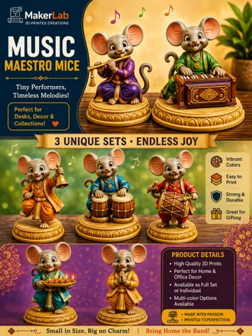 Figura decorativa: Ganesh Mushak - Cute Decorative Musical Mouse Set — vista de referencia 2