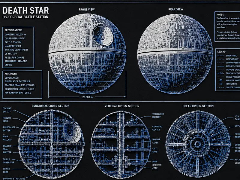 Death Star Blueprint Wall Art