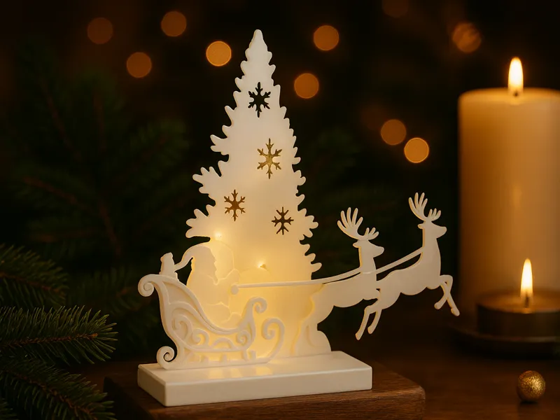 Christmas table decoration with LED lighting