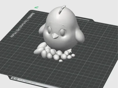 A Easter Chick with it's eggs