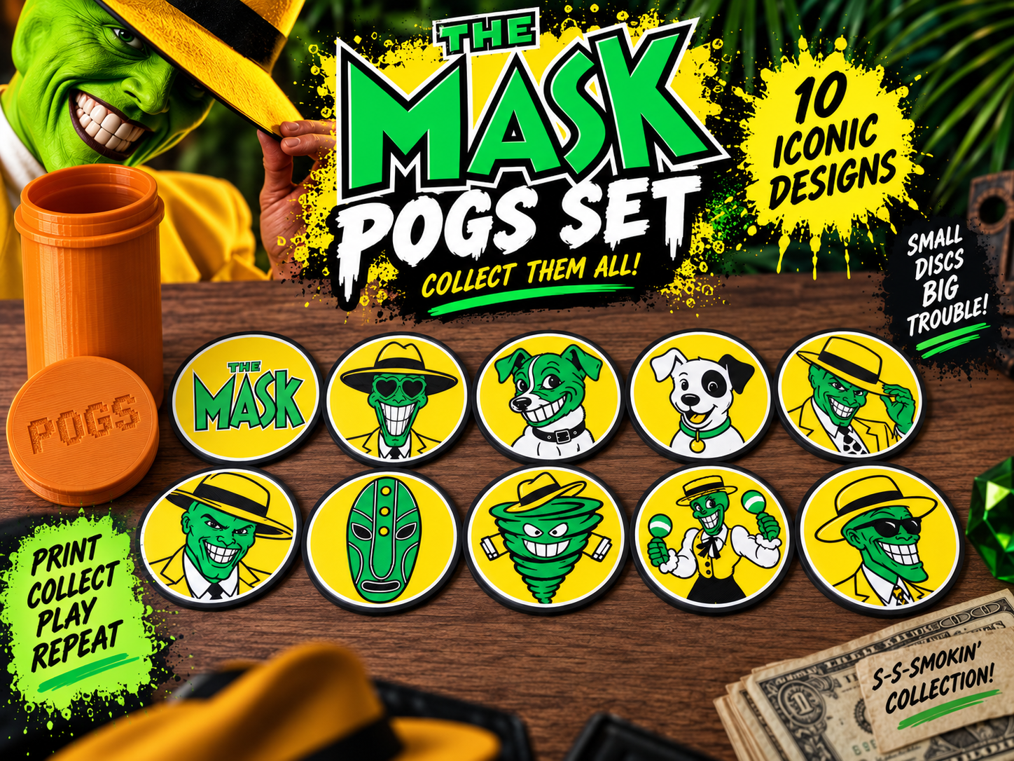 The Mask POGs Set | 10 Retro Designs - 3D printed Characters, in stock in India