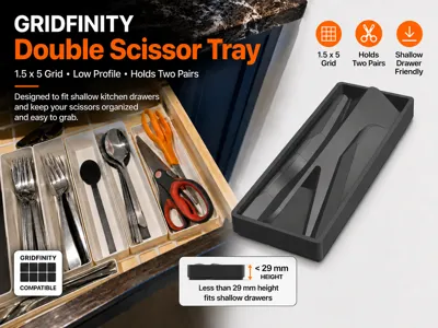 Gridfinity 1.5 x 5 Double Scissor Tray 
