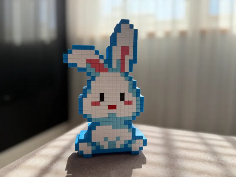 Cute Easter Bunny Pixel Art Box & Figure