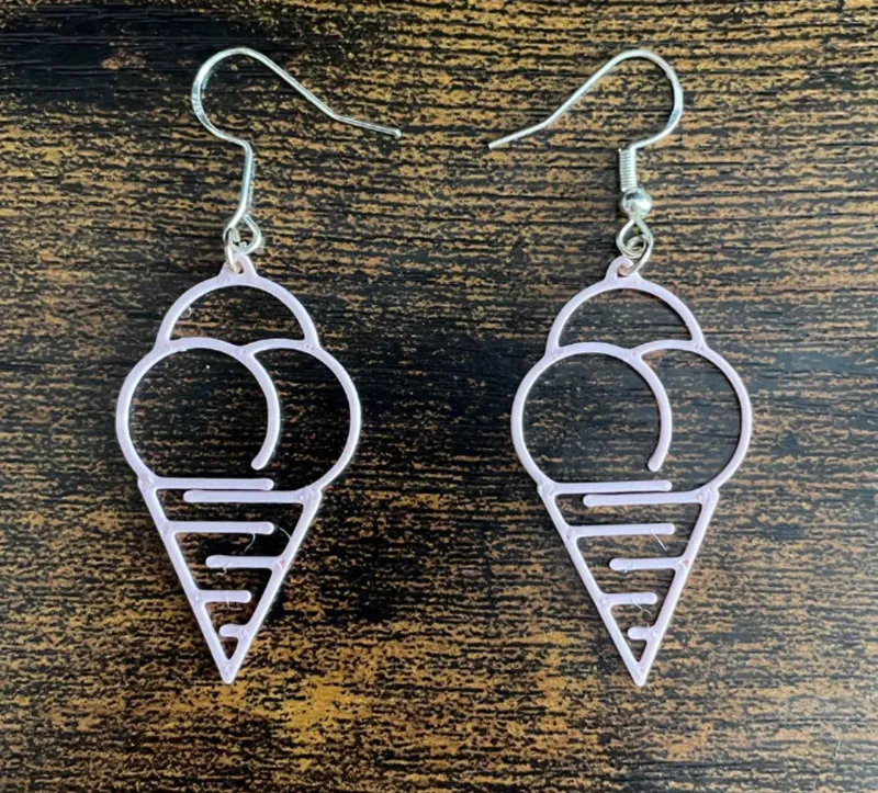 Line art Ice Cream Earrings