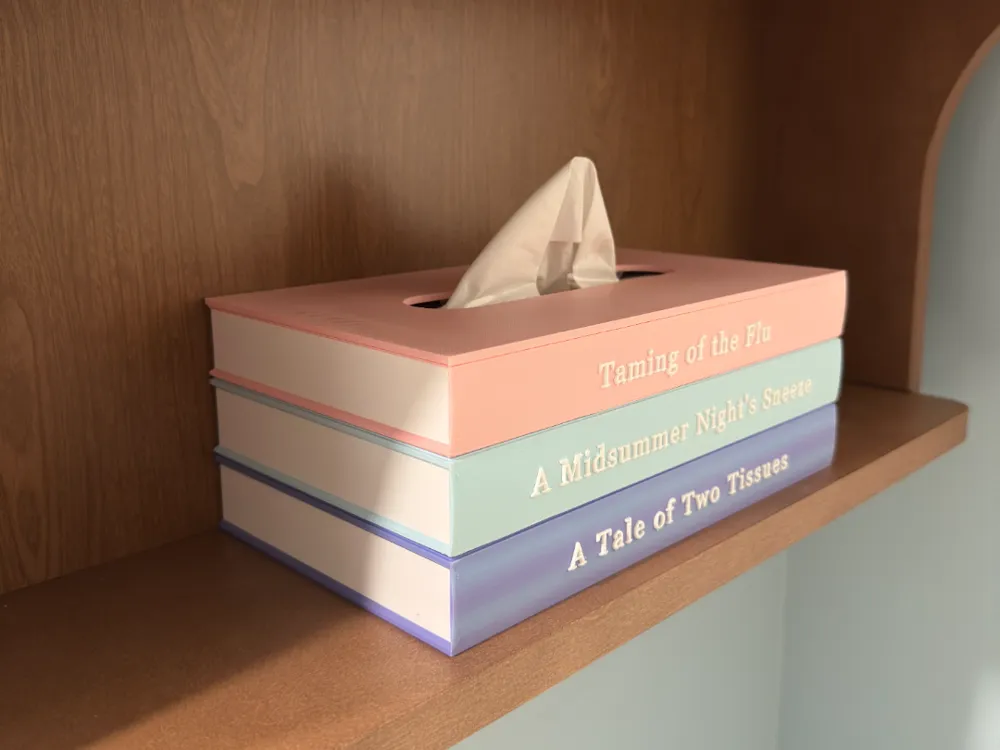 Caja o estuche: Tissue Box Holder - 3 books. Referencia del modelo original.