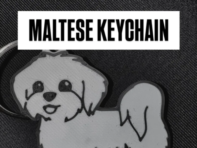Maltese dog keychain