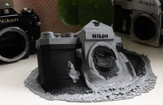 Melted Nikon F camera multicolor