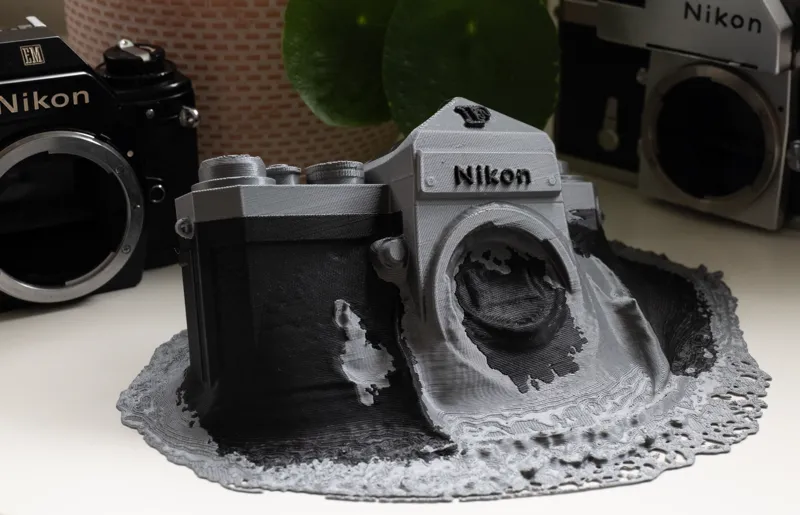 Melted Nikon F camera multicolor