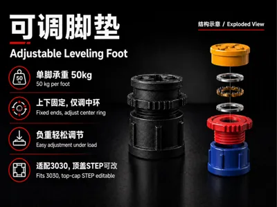 Adjustable Base Foot Pad Compatible with 3030 Aluminum Extrusion and Others
