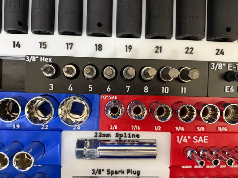 3/8" Hex Sockets - Gridfinity