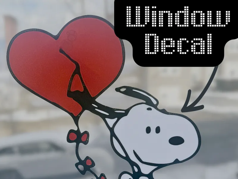 Snoopy Valentines Kite Window Decal