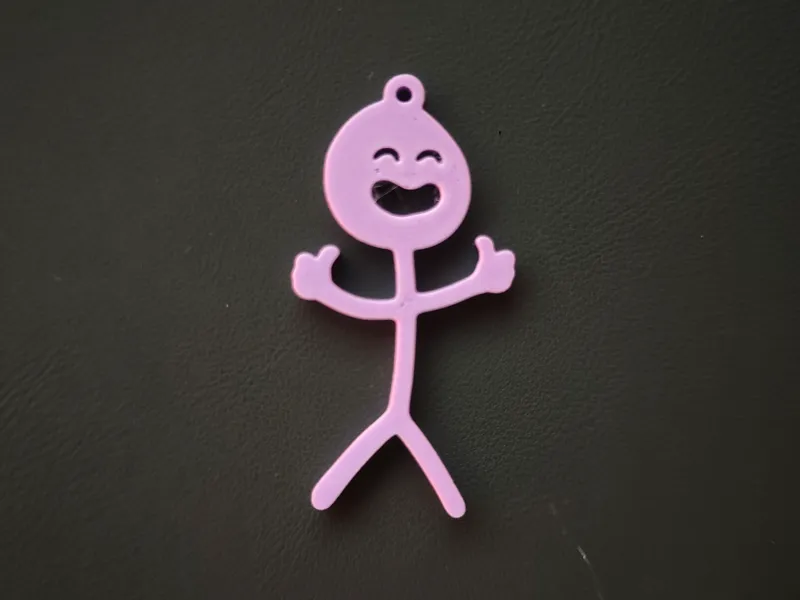 Thumb up embarrassed stickman keychain