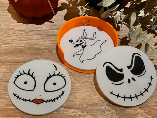 Jack Skellington's family coasters 