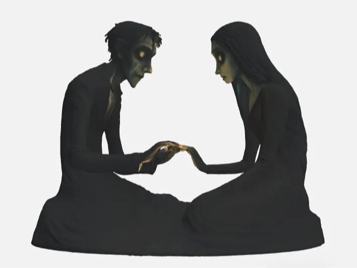 Lake Side Dark Harmony Couple Romance Statue