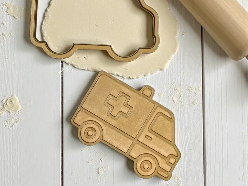 AMBULANCE COOKIE CUTTER & FONDANT STAMP