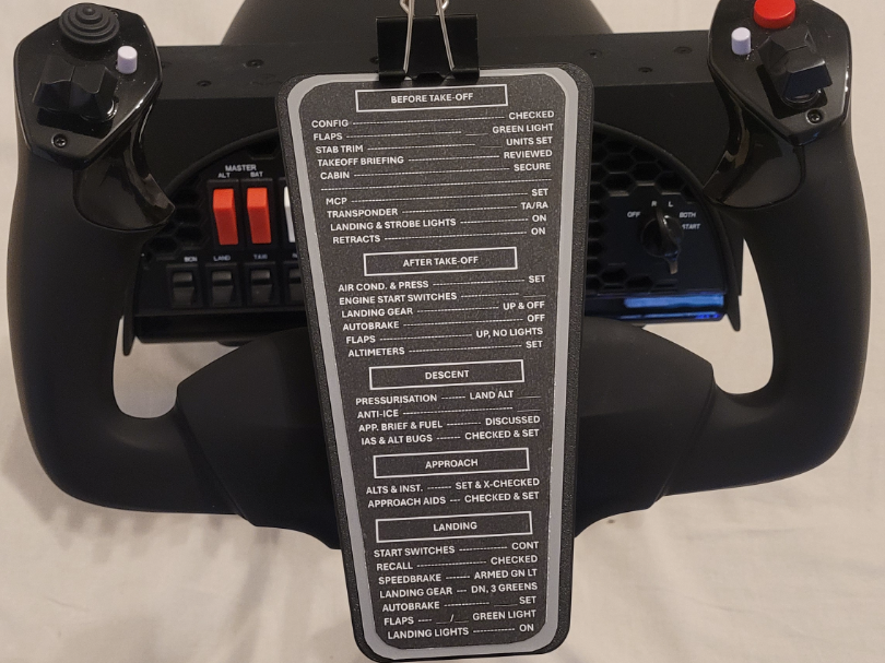 Honeycomb Alpha - Yoke checklist mount