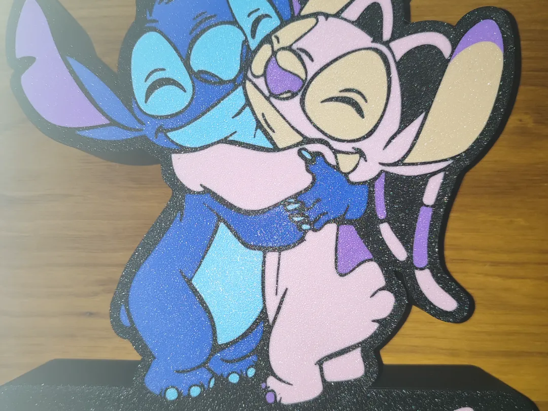 Lightbox Stitch & Angel (Customizable Names) - Free 3D Print Model ...