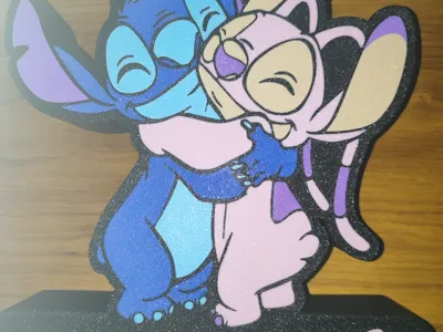 Lightbox Stitch & Angel (Customizable Names) - Free 3D Print Model ...